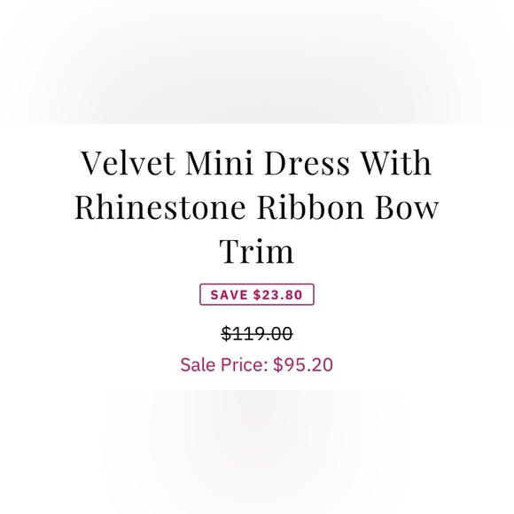 NWT Mainstrip Elegant Black Velvet Mini Dress with Bow Accents! SZ Lg - Picture 10 of 10